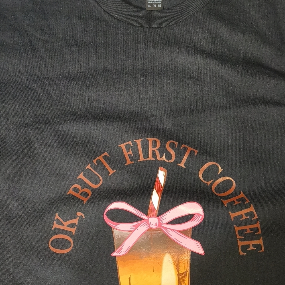 OK, But First Coffee Graphic Tee - Black